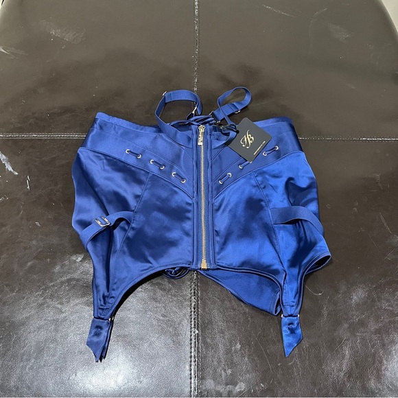 NWT Honey Birdette Electric Blue Chastity Corset or Waspie blue size M lingerie - Picture 6 of 7